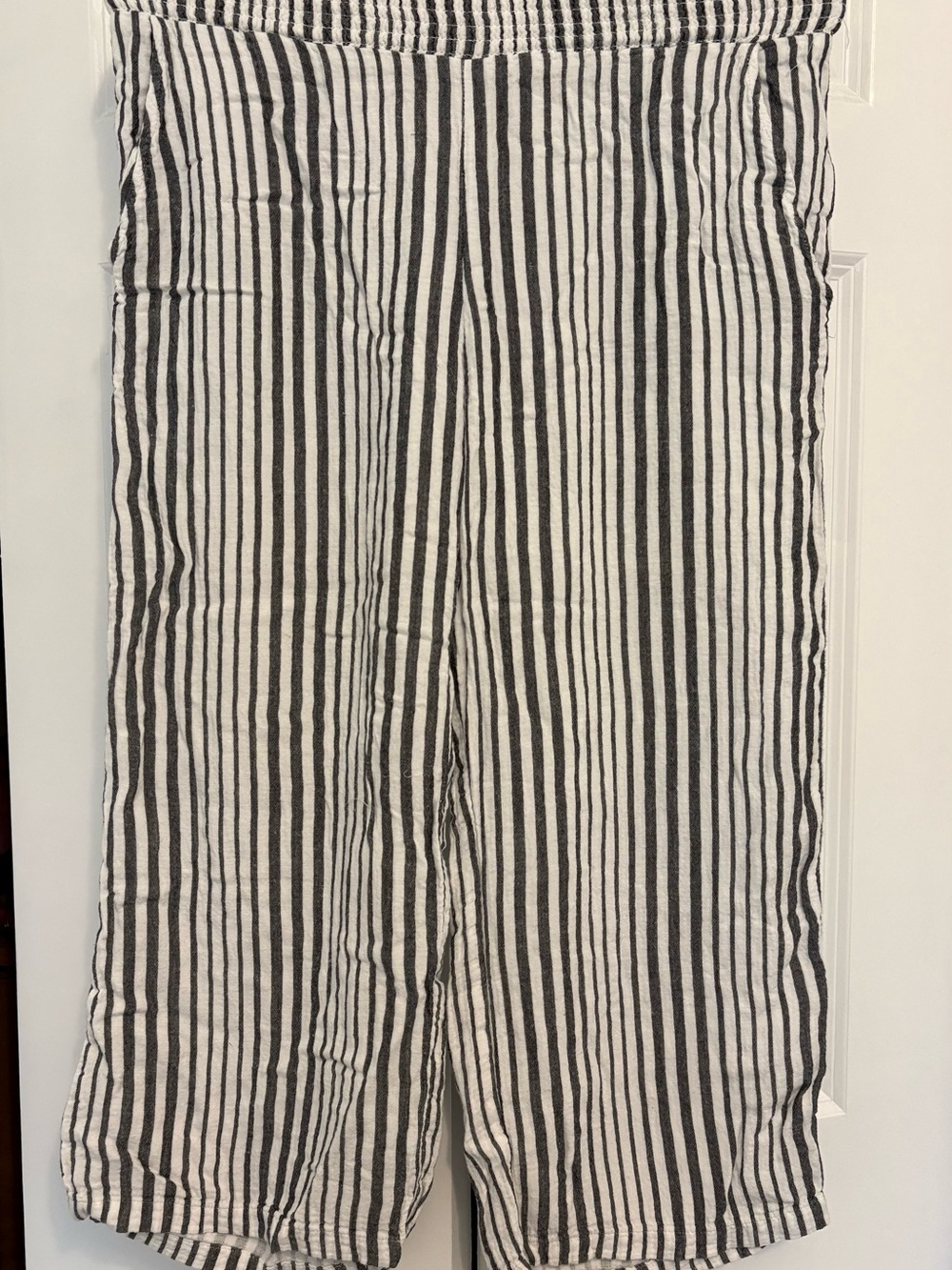 French Laundry Black and White Striped Elastic Waist Pants